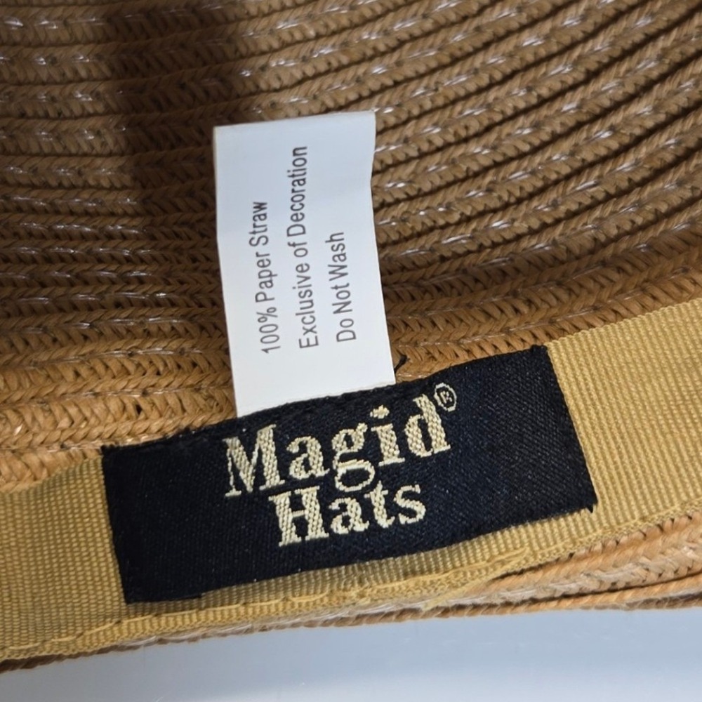 Magid Hats Wide Brim Sun Hat OS Paper Straw Floppy Boho Tassel Beach Resort Wear - Picture 8 of 11